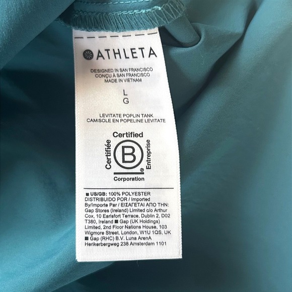 Athleta Levitate Poplin Tank Women L Teal Blue NWT Activewear Outdoor Utility - Picture 8 of 8